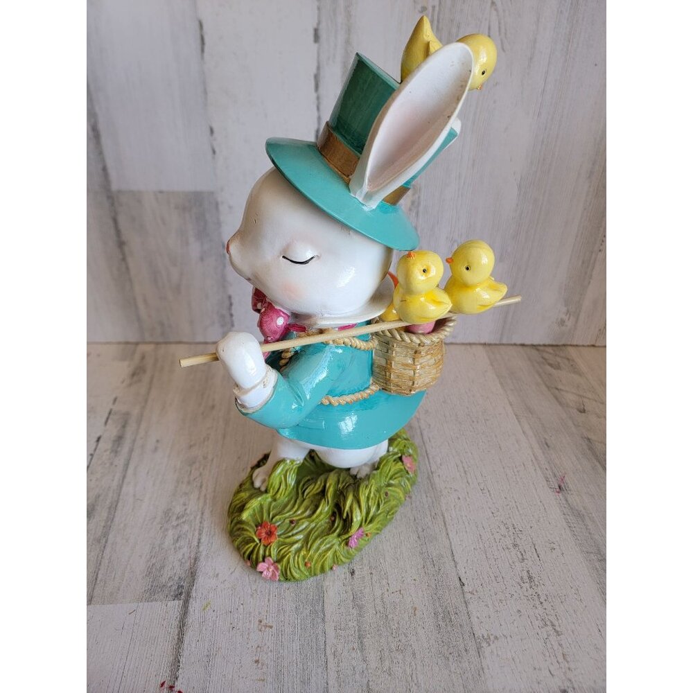 Fao Schwarz AS IS mad hatter bunny rabbit basket chick Victorian Easter figure d